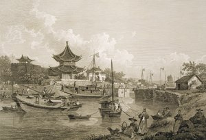 大運河の水門を通過する中国大使館のはしけ。ベンジャミントーマスポンシー（fl.1772-99）パブによって刻まれています。 G・ニコル、1796